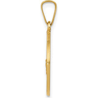 14K Yellow Gold Polished and Satin Hollow Saint George Medal Round Pendant - 22mm by Oro Pregiato