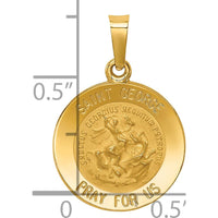 14K Yellow Gold Polished and Satin Hollow Saint George Medal Round Pendant - 22mm by Oro Pregiato