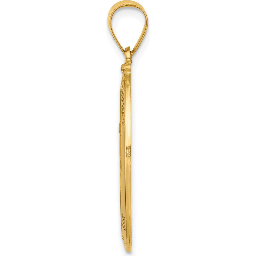 14K Yellow Gold Polished and Satin Hollow St. Anthony Medal Oval Pendant - 33mm by Oro Pregiato