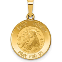 14K Yellow Gold Polished and Satin Hollow St. Anthony Medal Pendant - 21.6mm by Oro Pregiato