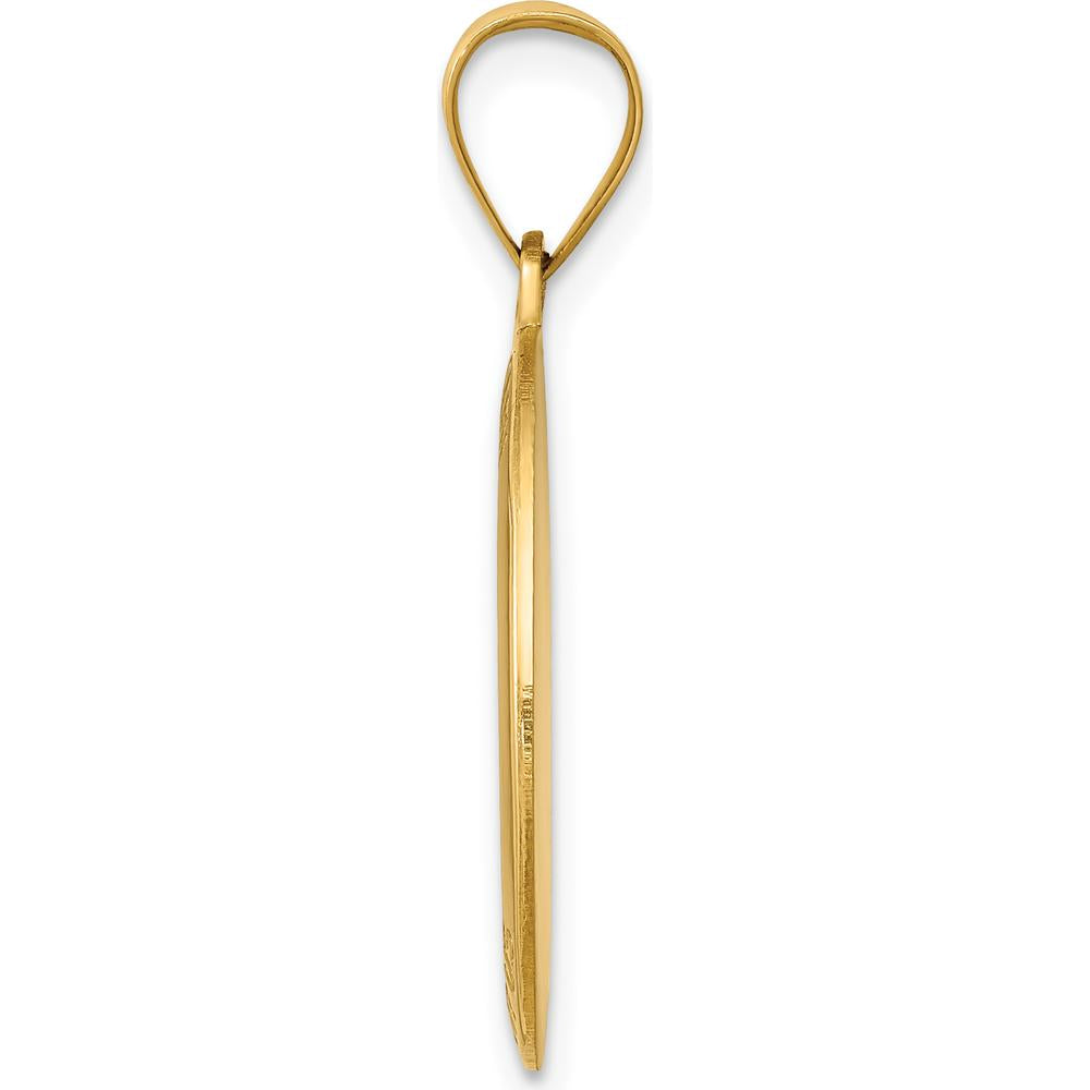 14K Yellow Gold Polished and Satin Hollow St. Joseph Medal Oval Pendant by Oro Pregiato