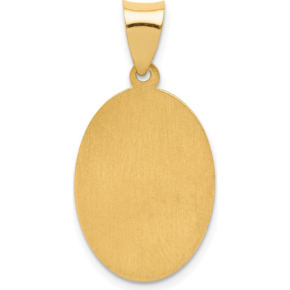 14K Yellow Gold Polished and Satin Hollow St. Joseph Medal Oval Pendant by Oro Pregiato