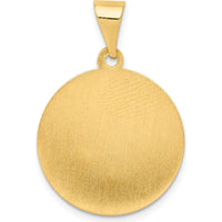 14K Yellow Gold Polished and Satin Hollow St. Matthew Medal Round Pendant 22mm x 19mm by Oro Pregiato
