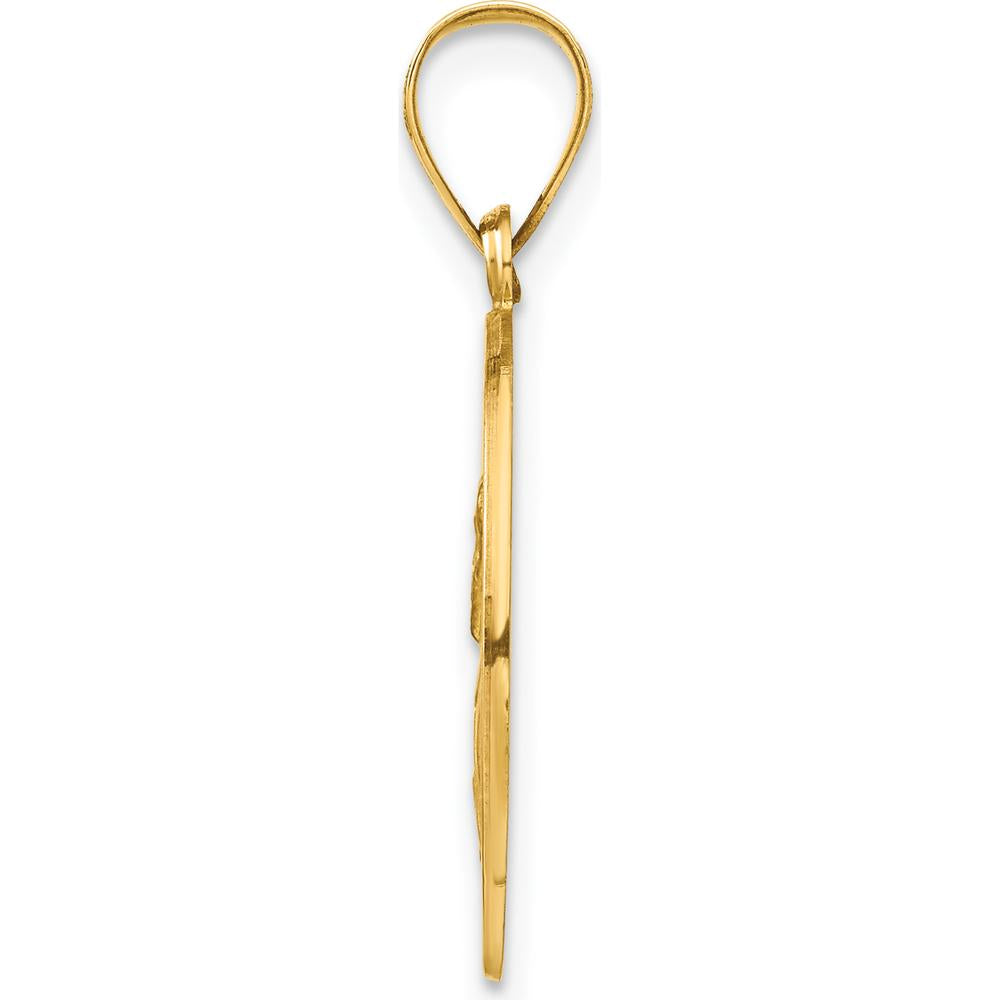 14K Yellow Gold Polished and Satin Hollow St. Paul Medal Round Pendant - 21mm x 19mm by Oro Pregiato