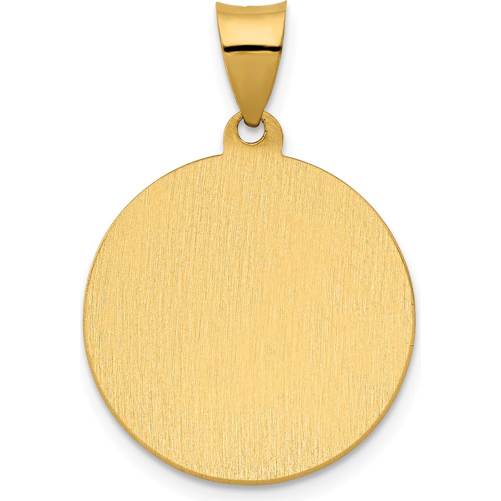 14K Yellow Gold Polished and Satin Hollow St. Rocco Medal Pendant - 26.4mm Length by Oro Pregiato