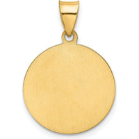 14K Yellow Gold Polished and Satin Holy Communion Medal Round Pendant - 26mm Length by 0