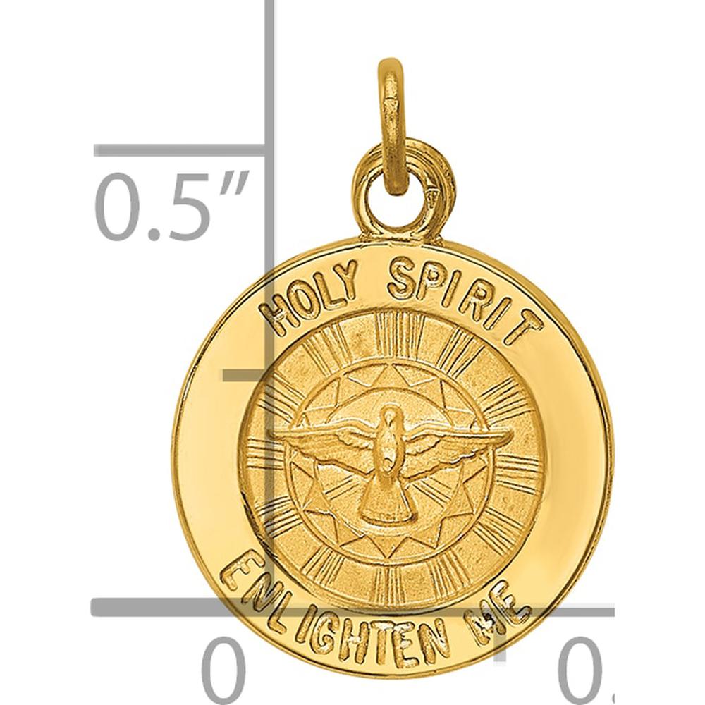 14K Yellow Gold Polished and Satin Holy Spirit Medal Charm - 18mm Length by Oro Pregiato