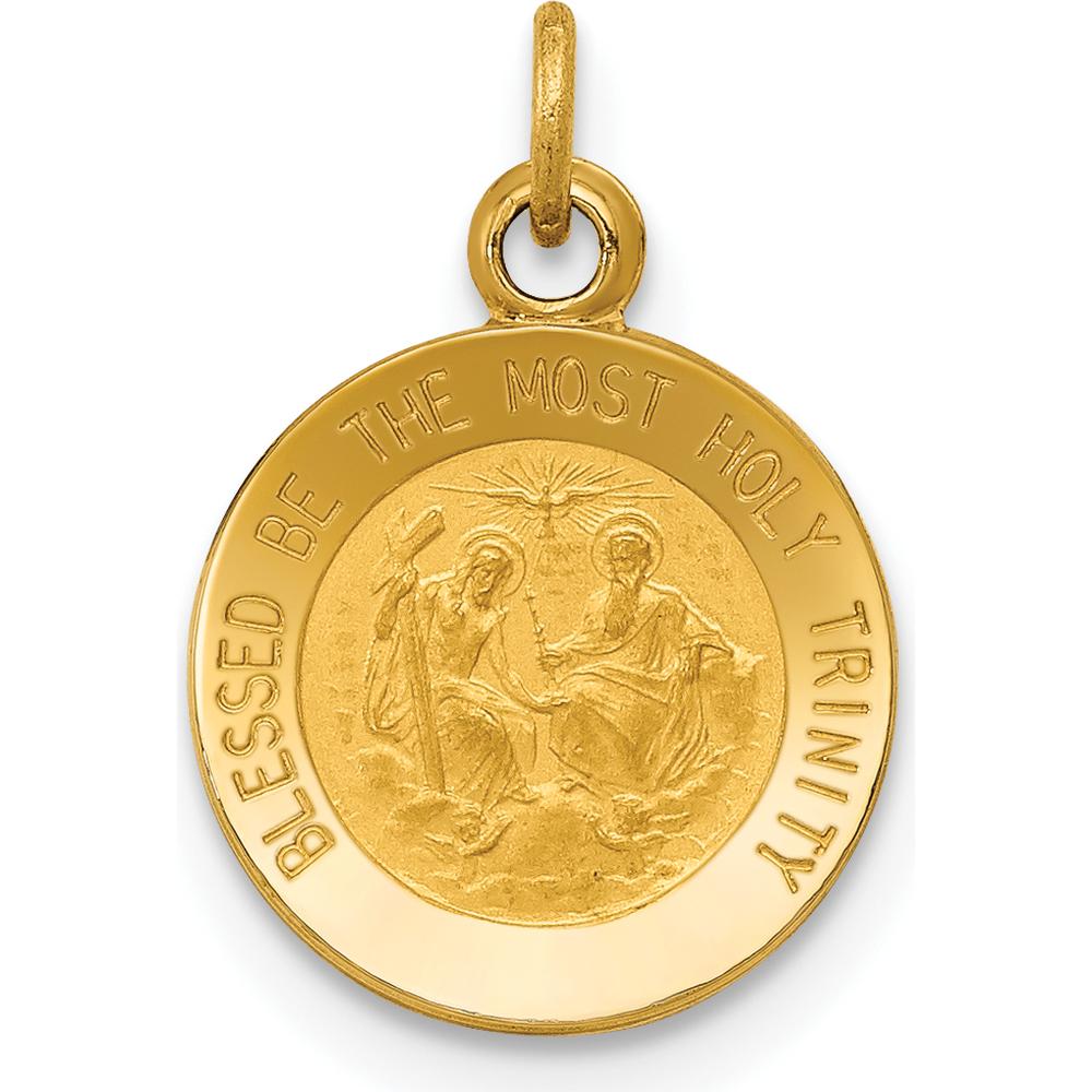 14K Yellow Gold Polished and Satin Holy Trinity Medal Charm by Oro Pregiato
