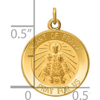 14K Yellow Gold Polished and Satin Infant of Prague Medal Charm - 19mm Length by Oro Pregiato