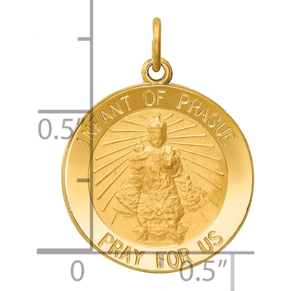 14K Yellow Gold Polished and Satin Infant of Prague Round Charm - 24mm Length by Oro Pregiato