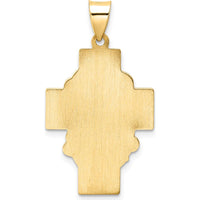 14K Yellow Gold Polished and Satin Jesus Face Cross Pendant - 26mm Length, 19.27mm Width by Oro Pregiato