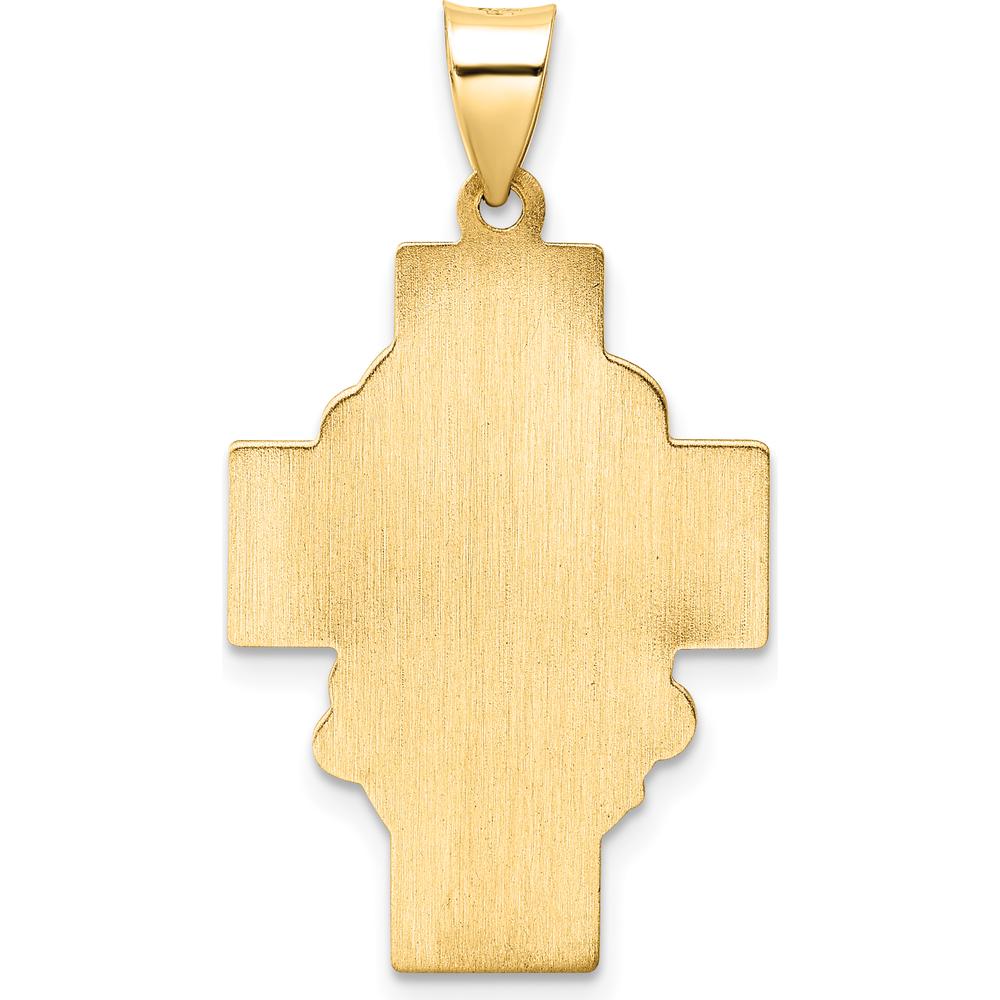 14K Yellow Gold Polished and Satin Jesus Face Cross Pendant - 26mm Length, 19.27mm Width by Oro Pregiato