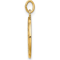 14K Yellow Gold Polished and Satin Jesus, Mary, Joseph Medal Round Charm - Solid Die-Struck Design by Oro Pregiato