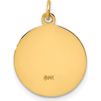 14K Yellow Gold Polished and Satin Jesus, Mary, Joseph Medal Round Charm - Solid Die-Struck Design by Oro Pregiato