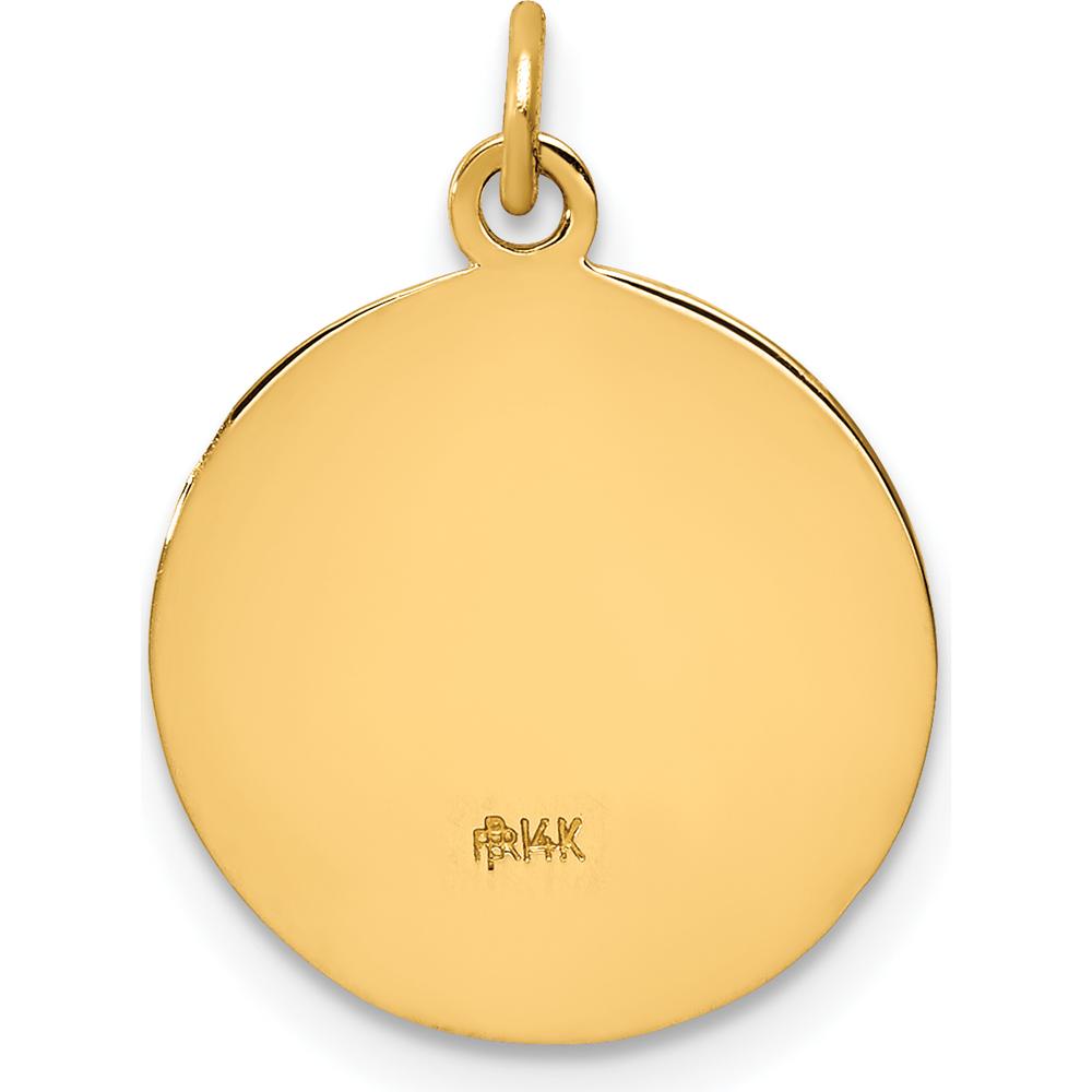 14K Yellow Gold Polished and Satin Jesus, Mary, Joseph Medal Round Charm - Solid Die-Struck Design by Oro Pregiato