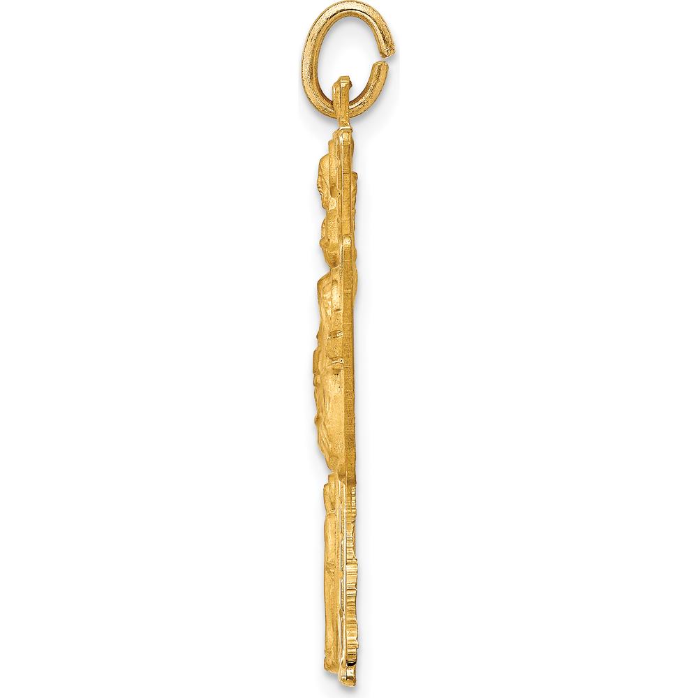14K Yellow Gold Polished and Satin Large 4-Way Medal Cross Pendant by Oro Pregiato