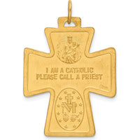 14K Yellow Gold Polished and Satin Large 4-Way Medal Cross Pendant by Oro Pregiato