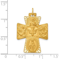 14K Yellow Gold Polished and Satin Large 4-Way Medal Cross Pendant by Oro Pregiato