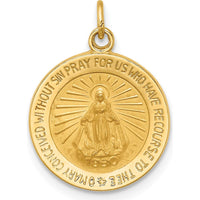 14K Yellow Gold Polished and Satin Miraculous Medal Charm Pendant - 19.25mm Length by Oro Pregiato