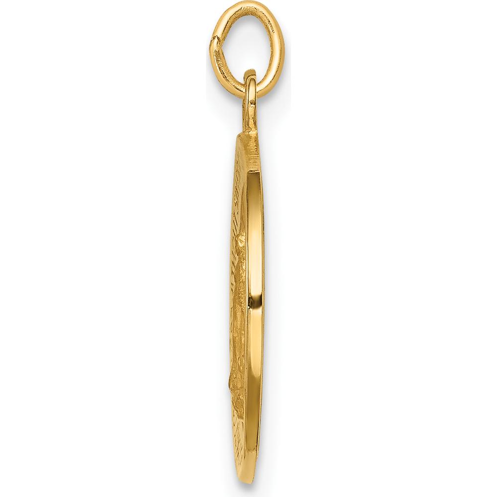 14K Yellow Gold Polished and Satin Miraculous Medal Charm Pendant - 19.25mm Length by Oro Pregiato
