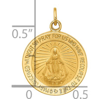 14K Yellow Gold Polished and Satin Miraculous Medal Charm Pendant - 19.25mm Length by Oro Pregiato