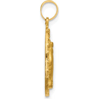 14K Yellow Gold Polished and Satin Miraculous Medal Oval Pendant - 24.9mm Length by Oro Pregiato