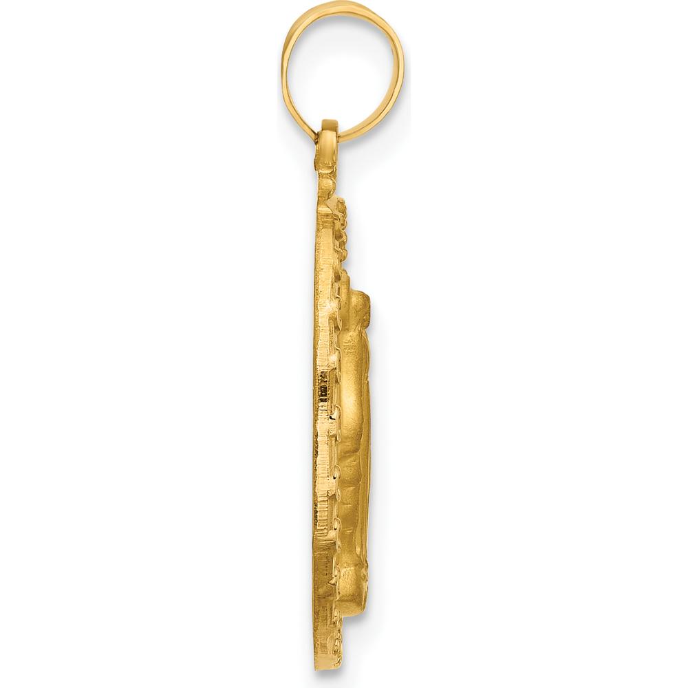 14K Yellow Gold Polished and Satin Miraculous Medal Oval Pendant - 24.9mm Length by Oro Pregiato