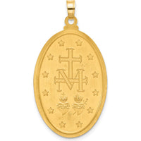 14K Yellow Gold Polished and Satin Miraculous Medal Oval Pendant - 37.7mm Length by Oro Pregiato