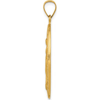 14K Yellow Gold Polished and Satin Miraculous Medal Oval Pendant - 38.5mm Length by Oro Pregiato