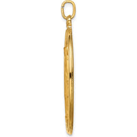 14K Yellow Gold Polished and Satin Miraculous Medal Oval Pendant - 41mm Length by Oro Pregiato