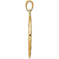 14K Yellow Gold Polished and Satin Miraculous Medal Oval Pendant by Oro Pregiato