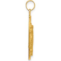 14K Yellow Gold Polished and Satin Miraculous Medal Oval Pendant - Religious Faith Symbol by Oro Pregiato