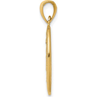 14K Yellow Gold Polished and Satin Miraculous Medal Oval Pendant with Virgin Mary Design by Oro Pregiato