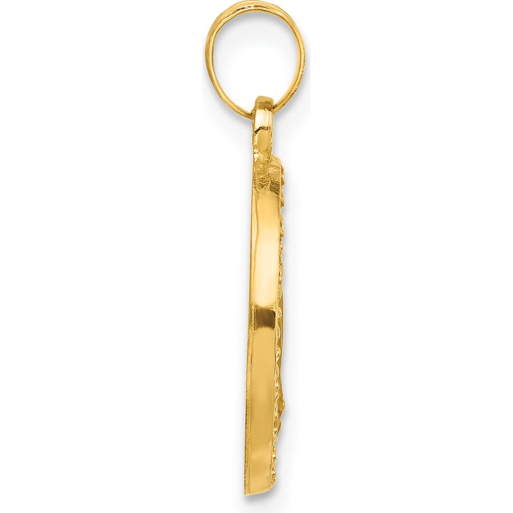 14K Yellow Gold Polished and Satin Miraculous Medal Pendant - 21.3mm Length by Oro Pregiato