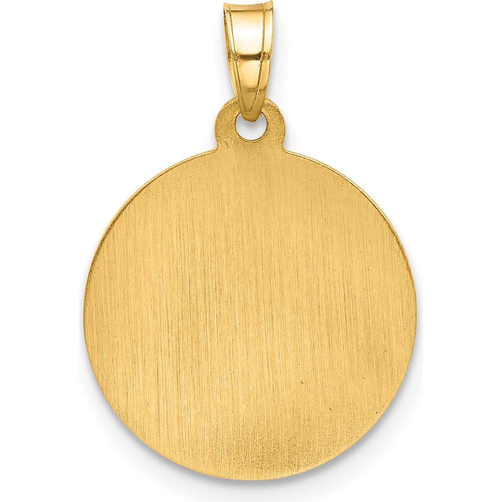 14K Yellow Gold Polished and Satin Miraculous Medal Pendant - 21.3mm Length by Oro Pregiato