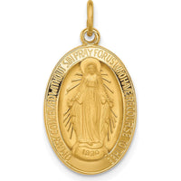 14K Yellow Gold Polished and Satin Miraculous Medal Pendant - 24.5mm by Oro Pregiato
