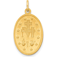 14K Yellow Gold Polished and Satin Miraculous Medal Pendant - 24.5mm by Oro Pregiato
