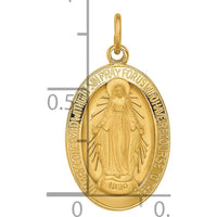14K Yellow Gold Polished and Satin Miraculous Medal Pendant - 24.5mm by Oro Pregiato