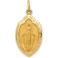 14K Yellow Gold Polished and Satin Miraculous Medal Pendant - 24mm x 12mm by Oro Pregiato