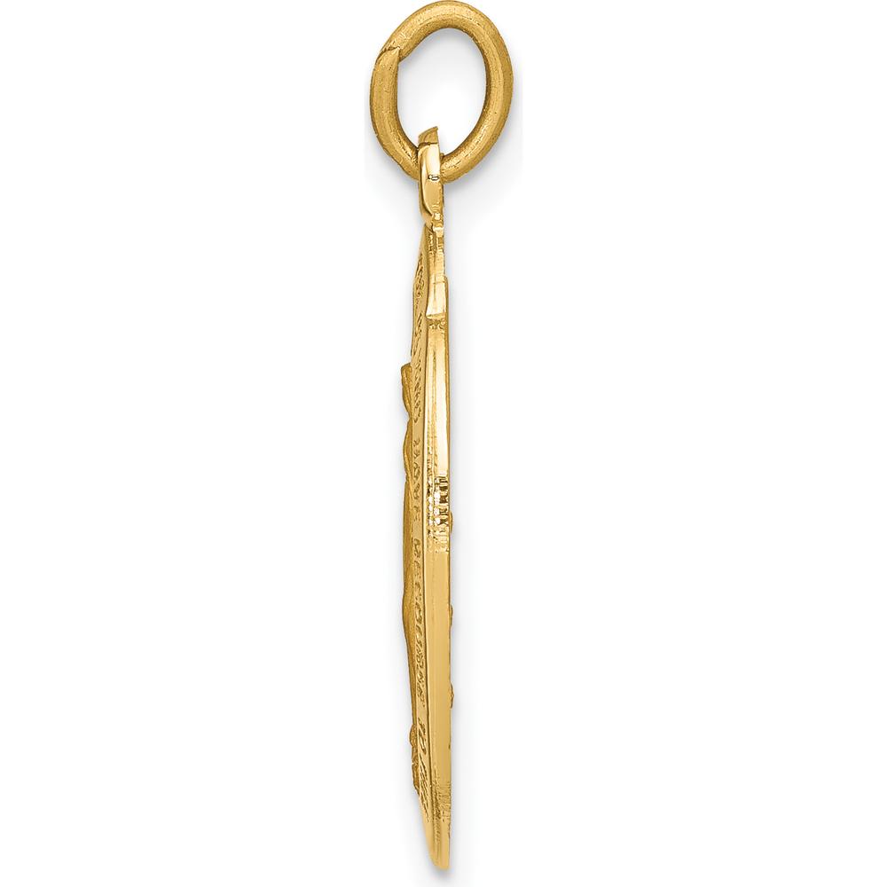 14K Yellow Gold Polished and Satin Miraculous Medal Pendant - 24mm x 12mm by Oro Pregiato