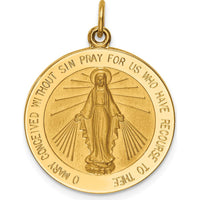 14K Yellow Gold Polished and Satin Miraculous Medal Pendant - 27.5mm Length by Oro Pregiato