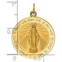 14K Yellow Gold Polished and Satin Miraculous Medal Pendant - 27.5mm Length by Oro Pregiato