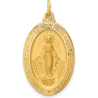14K Yellow Gold Polished and Satin Miraculous Medal Pendant - 29.75mm Length by Oro Pregiato