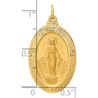 14K Yellow Gold Polished and Satin Miraculous Medal Pendant - 29.75mm Length by Oro Pregiato