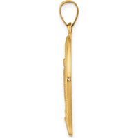 14K Yellow Gold Polished and Satin Miraculous Medal Pendant - 34.5mm by Oro Pregiato