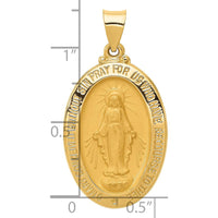 14K Yellow Gold Polished and Satin Miraculous Medal Pendant - 34.5mm by Oro Pregiato