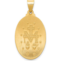 14K Yellow Gold Polished and Satin Miraculous Medal Pendant - 34.5mm by Oro Pregiato