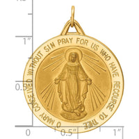 14K Yellow Gold Polished and Satin Miraculous Medal Pendant - 37mm Length by Oro Pregiato