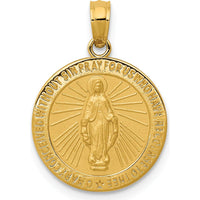 14K Yellow Gold Polished and Satin Miraculous Medal Pendant - Faith-Inspired Design by Oro Pregiato