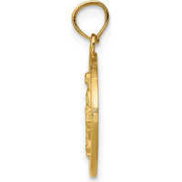 14K Yellow Gold Polished and Satin Miraculous Medal Pendant - Faith-Inspired Design by Oro Pregiato